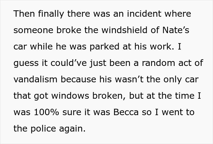 Text excerpt describing a woman confused about who to believe after a cheating confession from her best friend and denial from her boyfriend.