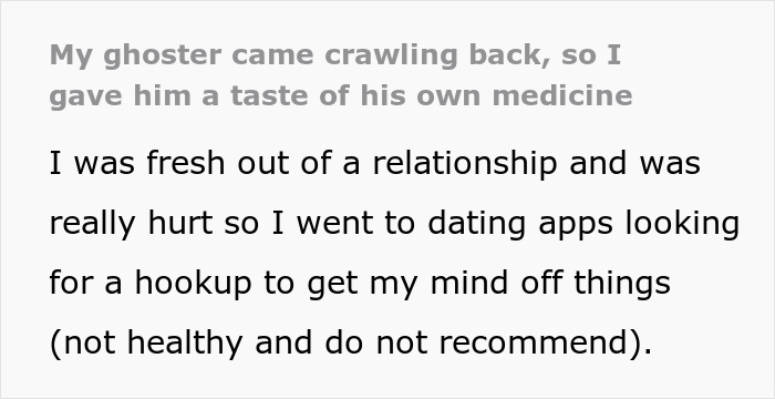 Text excerpt about dealing with a ghoster in relationships and messages seeking revenge after a breakup.