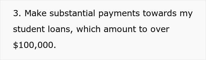 Text excerpt about making substantial payments towards student loans over $100, related to boyfriend giving girlfriend time to fix finances.