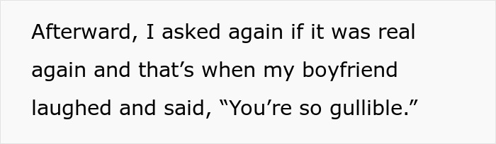 Text excerpt showing a boyfriend&rsquo;s fake proposal moment, highlighting a love museum scenario.