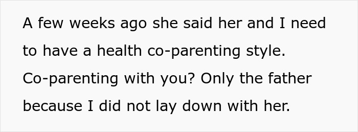 Text about a mistress trying to play mom for boyfriend&rsquo;s kids while he defends her against his ex&rsquo;s claims.