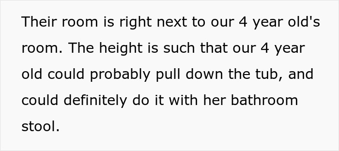 Text discussing concerns about keeping medications out of kid's reach near a 4-year-old's room for safety reasons.