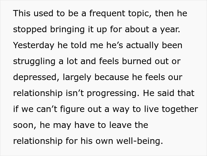 Man wants to move in with girlfriend but refuses to live in the apartment she owns, causing relationship struggles.