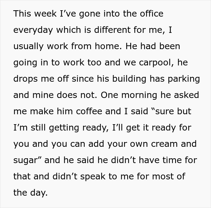 Text about man taking advantage of wife&rsquo;s submissive nature and reacting negatively when she stands up for herself.