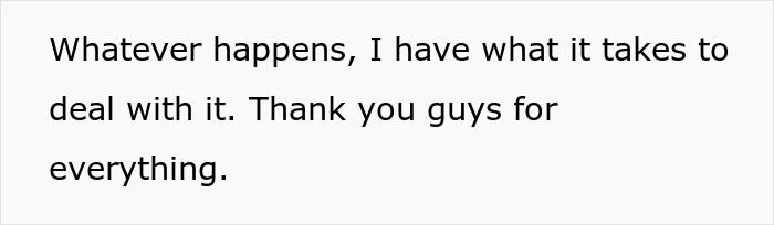 Text image with a motivational message about having what it takes to deal with challenges and gratitude for support.