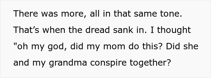 Text excerpt showing a narrative about a mother retaliating against postpartum boundaries in a tense and emotional tone.