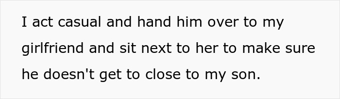 Text excerpt about a dad ensuring a friend stays away from his autistic baby to keep him safe.