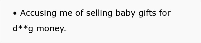 Text excerpt on a white background, discussing accusations related to postpartum boundaries and conflicts.