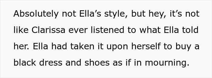 Teen making stepmom miserable on wedding day by preserving memory of late mom, wearing black dress and shoes in mourning.