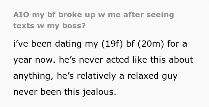 Mulher se pergunta se suas conversas com o chefe foram inadequadas depois que o namorado o perdeu Mulher se pergunta se suas conversas com o chefe foram inadequadas depois que o namorado o perdeu