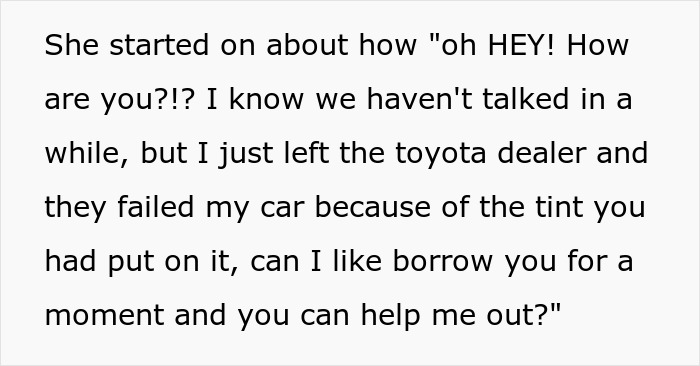 Text message conversation about borrowing help after a car failed inspection, reflecting man date single mom drama.