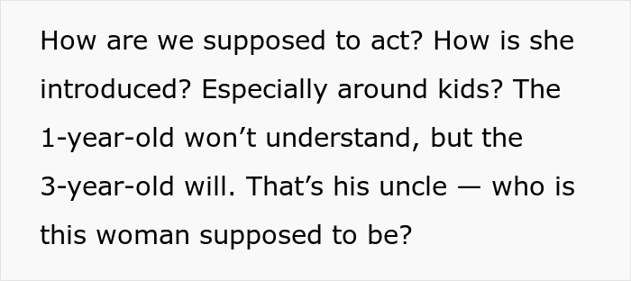 Child confused about mistress introduction while family rolls out red carpet, wife unaware at home.