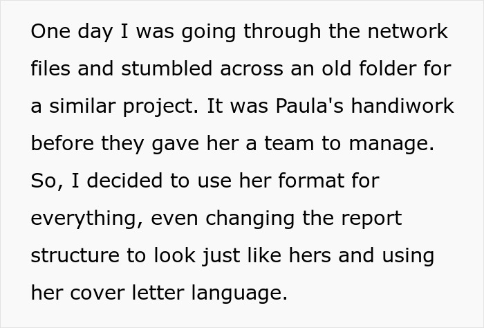 Screenshot of a report excerpt describing how using another person&rsquo;s format made a report basically unreadable.