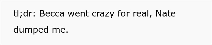 Text message on screen saying Becca went crazy and boyfriend dumped sender, woman confused about cheating confession and denial.