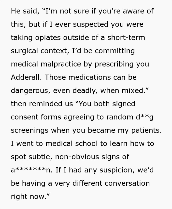 Text excerpt discussing medical risks of mixing medications and d**g screening consent related to postpartum boundaries retaliation.