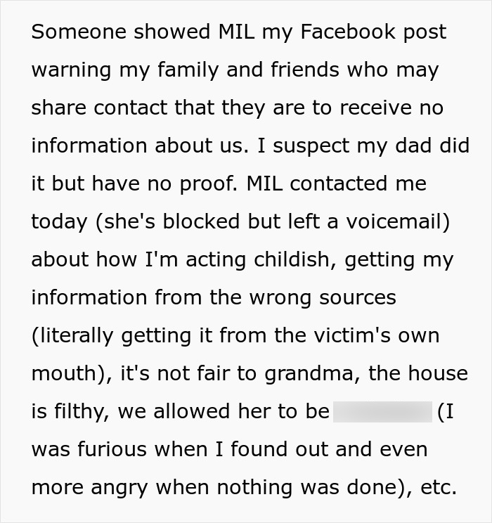 Text message about MIL and FIL conflict involving family lifestyle and granddaughter coming out as lesbian.
