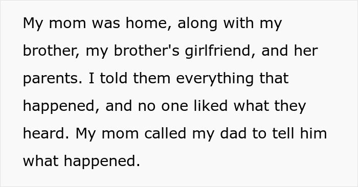 Text paragraph describing a woman stunned as roommate&rsquo;s parents use spare key to enter and act like babysitters.