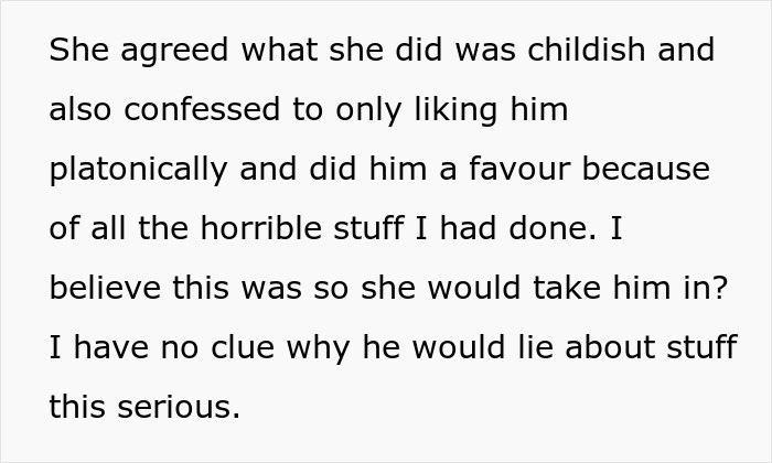 Text explaining a man spinning a tale about his pregnant female bestie, leaving his shocked wife unable to believe the lies.