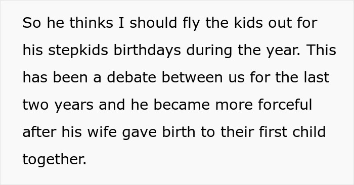 Guy Expects Ex To Spend Loads Of Money Flying Kids Out To Meet His New Fam, Mad When She Says No