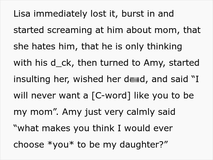 Text excerpt showing tension between widowed dad&rsquo;s teen daughter and his new love, highlighting jealousy and family conflict.