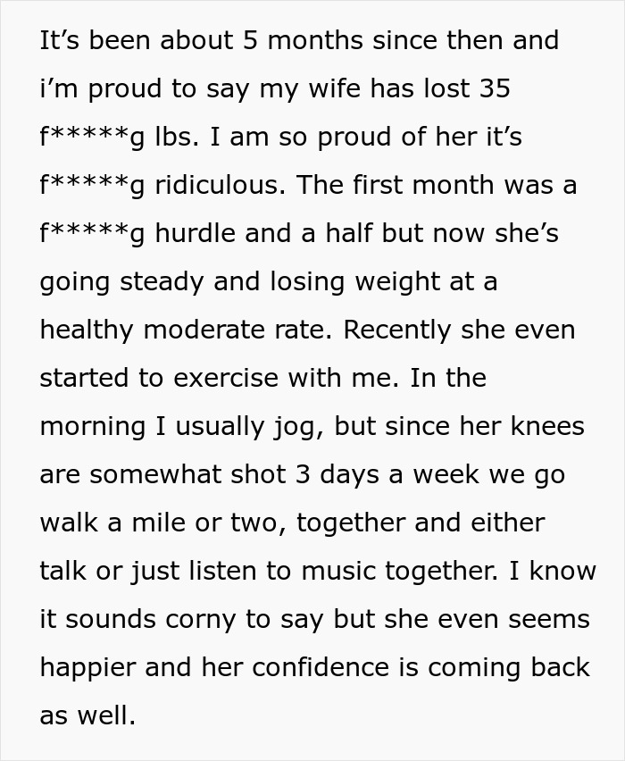 Alt text: Husband shares progress on his wife&rsquo;s weight gain struggles and their journey toward healthy weight loss together