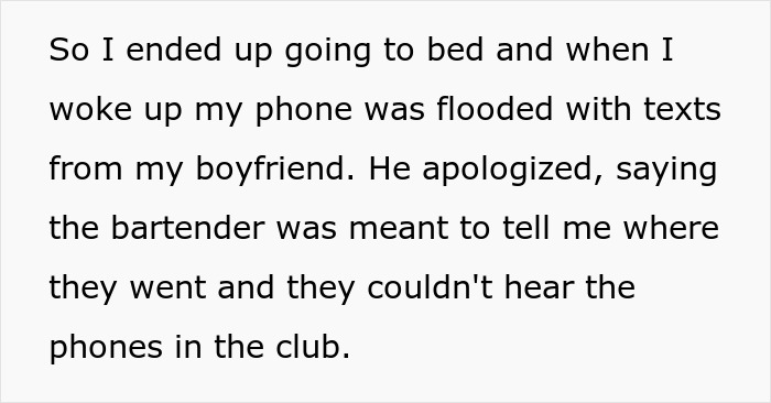 Text message explaining boyfriend abandoned girlfriend on date night, apologizing and giving reason he went out with friends.
