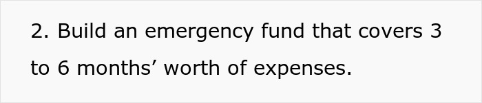 Text focused on building an emergency fund covering 3 to 6 months of expenses related to financial fixes in a relationship.