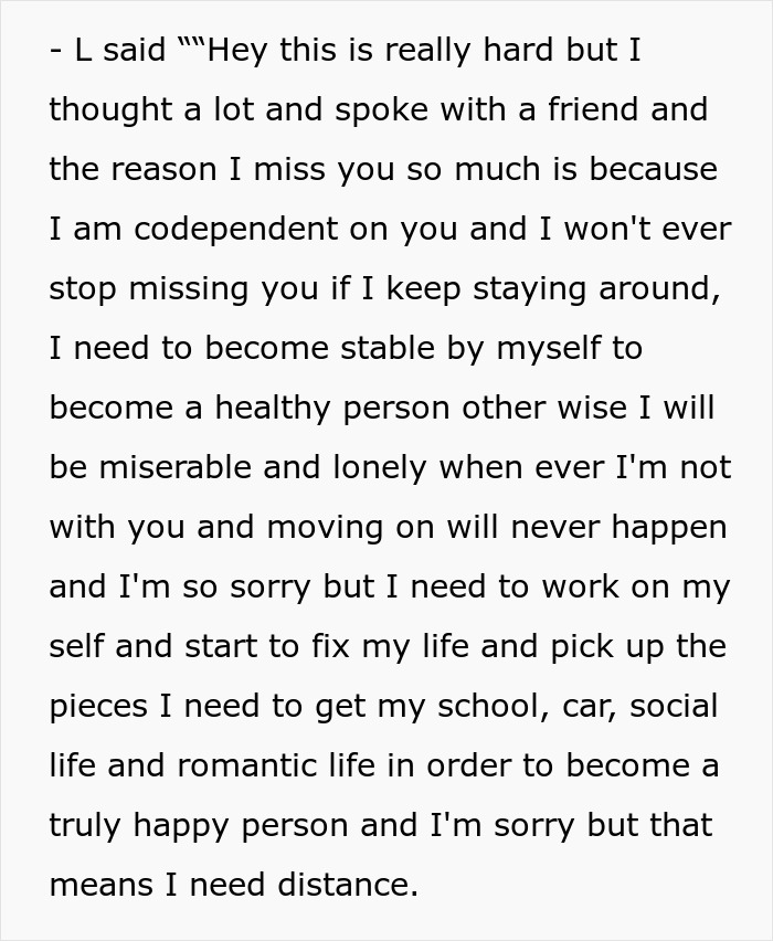 Text message expressing the struggle of moving on from a cheater who keeps reappearing in her life.