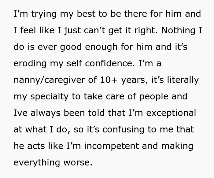 Woman brings leftovers to support boyfriend in mourning but faces criticism over inedible food and feelings of inadequacy.