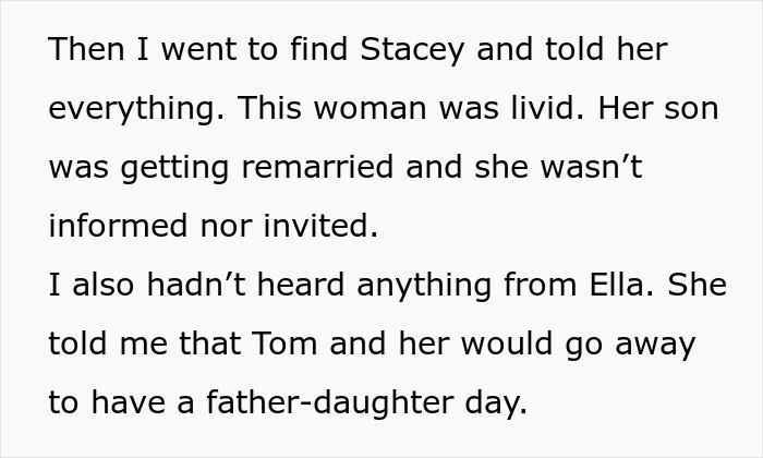 Text excerpt from a story about a teen confronting a stepmom over erasing their late mom&rsquo;s memory on her wedding day.