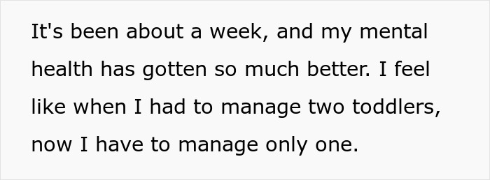 Text about improved mental health after wife realizes she won’t receive comfort from husband and responds with same effort. Text about improved mental health after wife realizes she won’t receive comfort from husband and responds with same effort.