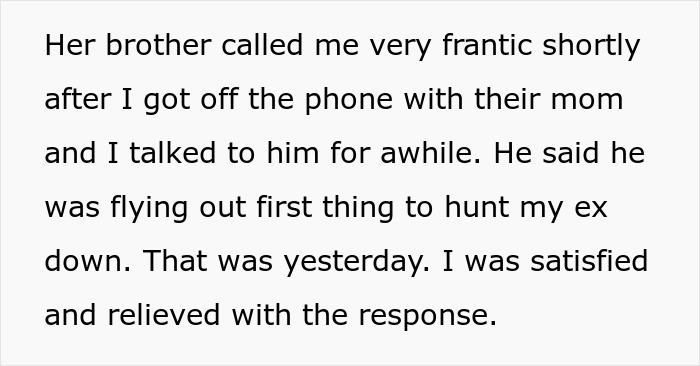 Text excerpt describing a frantic phone call about a brother planning to confront an ex, highlighting psychiatric nurse and patient themes.