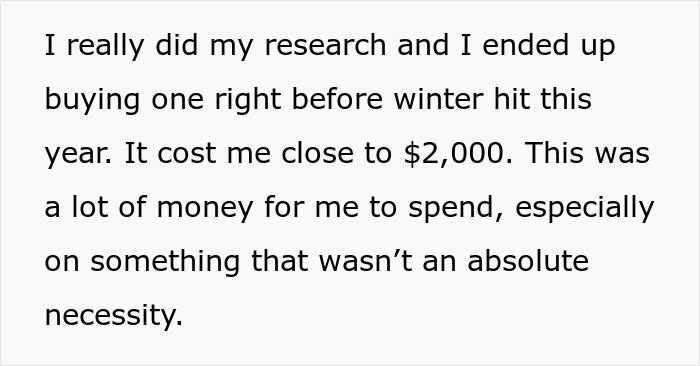 Woman refuses to lend her new snow blower to a neighbor she never met, sparking a heated neighborhood debate.