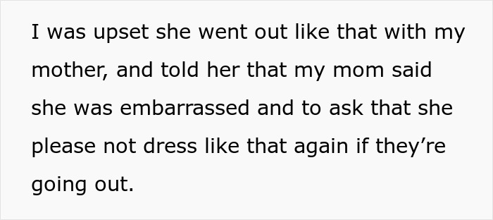 Text excerpt showing a man's upset reaction to girlfriend dressing like Ms. Frizzle and discussing it with his mother.