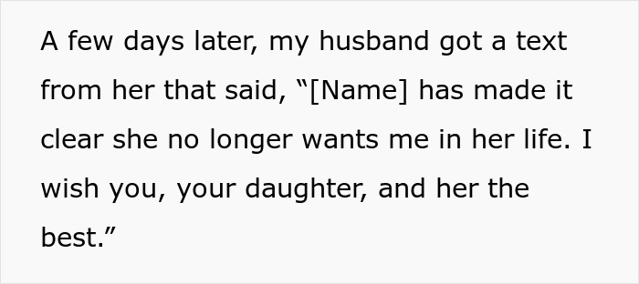 Text message revealing postpartum boundaries conflict, showing harsh family retaliation and exclusion from daughter's life.