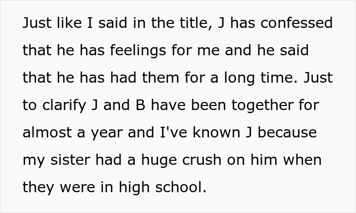 Text excerpt about boyfriend confession and younger sister trouble involving feelings and relationships in high school.