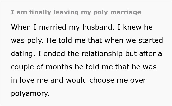 Woman sharing her experience leaving polyamory after realizing it was not what she wanted in her marriage.
