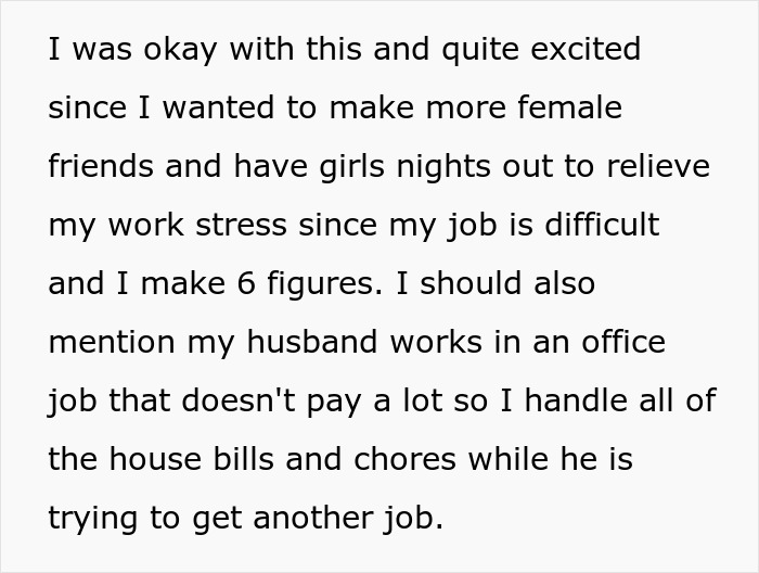 Text excerpt about a man spinning a tale involving a pregnant female best friend, shocking his wife with fabricated story.