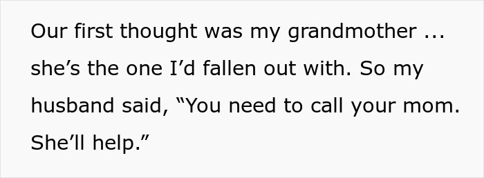 Text excerpt discussing a conflict involving a mother and postpartum boundaries in a family setting.