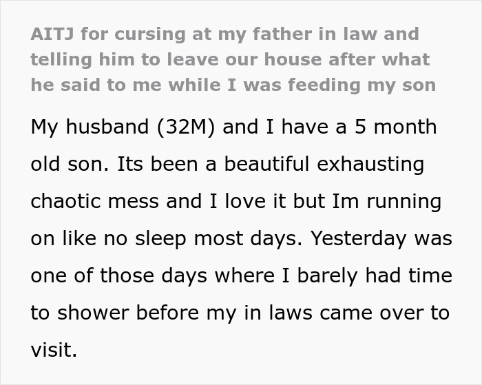 Nasty Man Comments On Postpartum DIL's Appearance While She Feeds Her Baby, Gets Kicked Out Fast