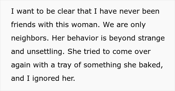 Text excerpt describing a man stressed and paranoid due to an unhinged neighbor’s unsettling behavior and persistence.