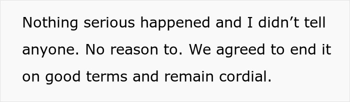 Text block with message about ending a conflict on good terms, referencing a teacher's malicious threats incident.