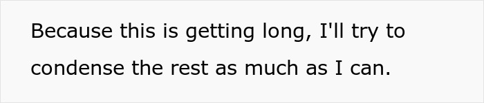 Text slide showing a message about condensing information in a long discussion for clarity.