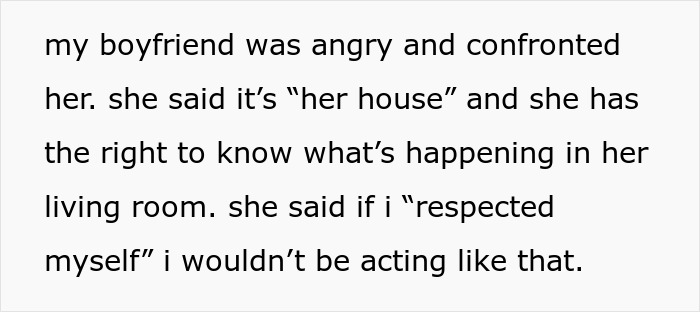 ALT text: Text message conversation about a mom spying on her son and his girlfriend with hidden cameras and confronting them. ALT text: Text message conversation about a mom spying on her son and his girlfriend with hidden cameras and confronting them.