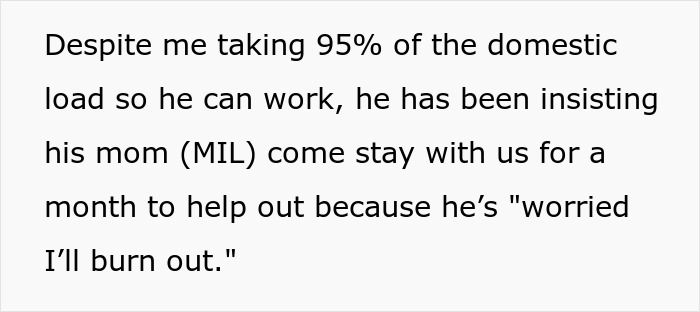 Alt text: frustrated wife on strike as lazy hubby invites mom to help instead of pitching in with chores at home