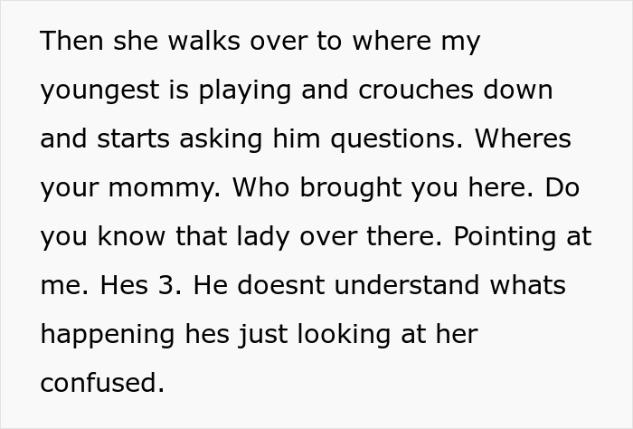 Mom confronts lady with kids at trampoline park, questioning her and confusing 3-year-old child with pointed questions.