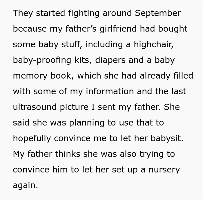 Dad's girlfriend obsessed with baby fever, buying baby items and planning nursery, daughter horrified by pregnancy obsession.