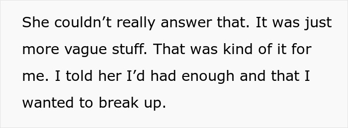 Text excerpt from a conversation showing a man deciding to break up due to suspicion over a second phone. Text excerpt from a conversation showing a man deciding to break up due to suspicion over a second phone.