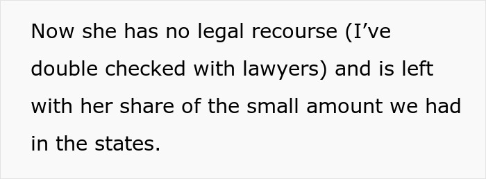 Text excerpt about woman&rsquo;s easy-going lifestyle ending after husband discovers affair and flees, legal recourse discussed.