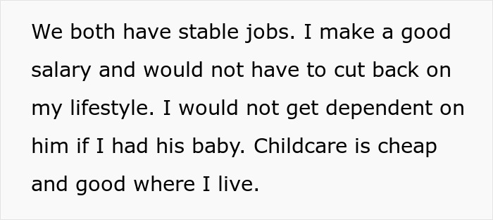 Text discussing the pros of platonic co-parenting, emphasizing stable jobs, financial independence, and affordable childcare.